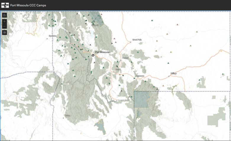 Screenshot of Montana CCC Camps GIS Map