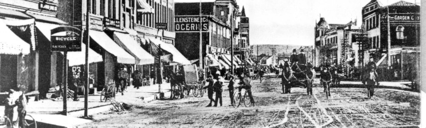 Historic image of a bike shop on Higgins Ave.